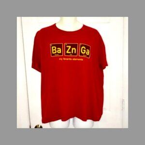Big Bang Theory BAZINGA Adult T-Shirt Periodic Table Barium Zinc Gallium Size XL